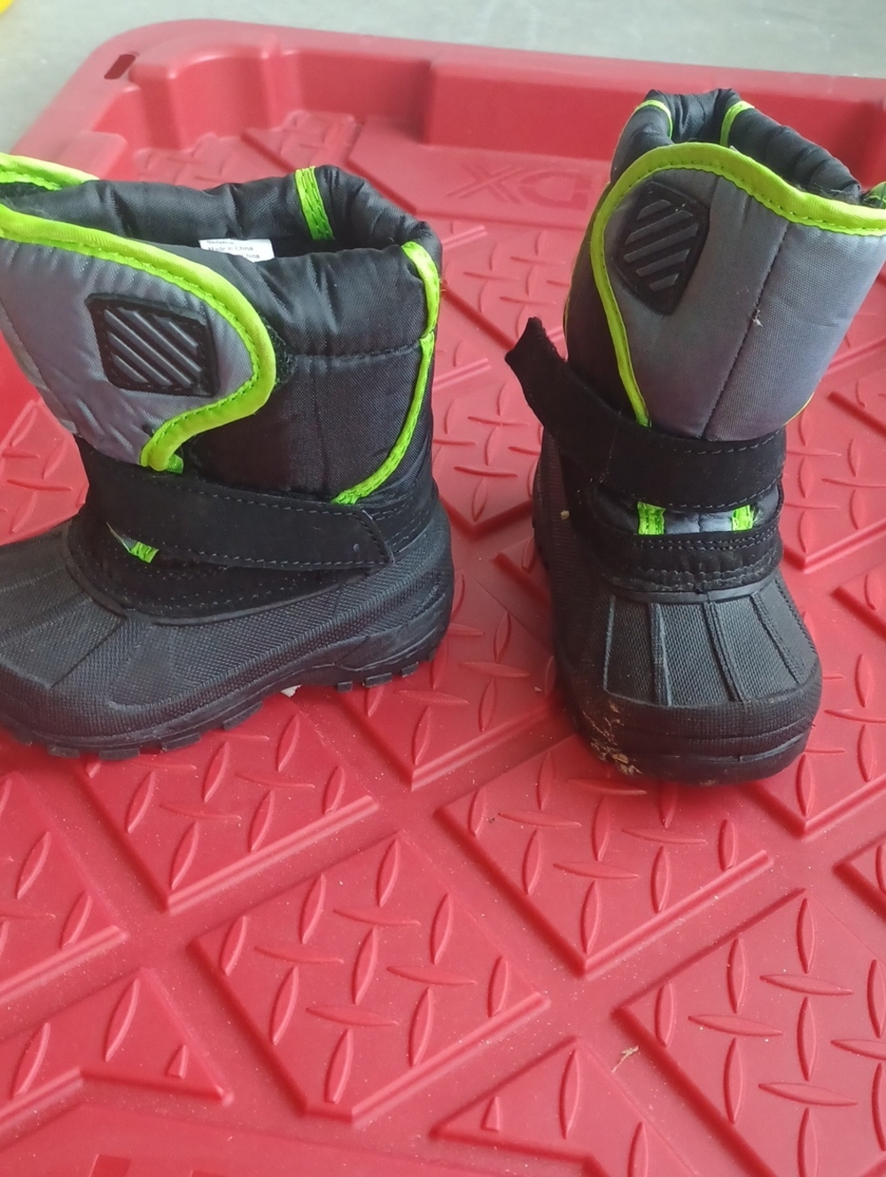 Kids Waterproof Winter Boots - Black with Lime Trim